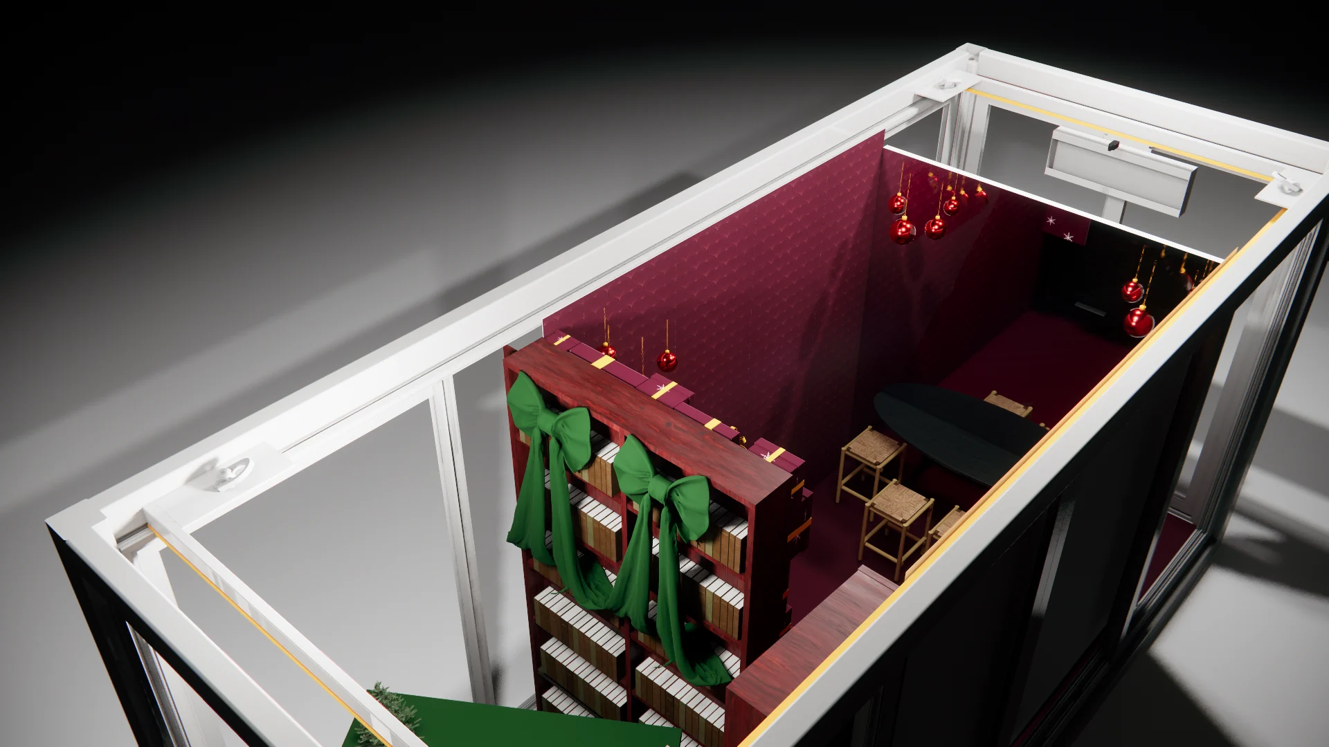 Interieurconcept voor de kerstcontainer van Maasmechelen Village