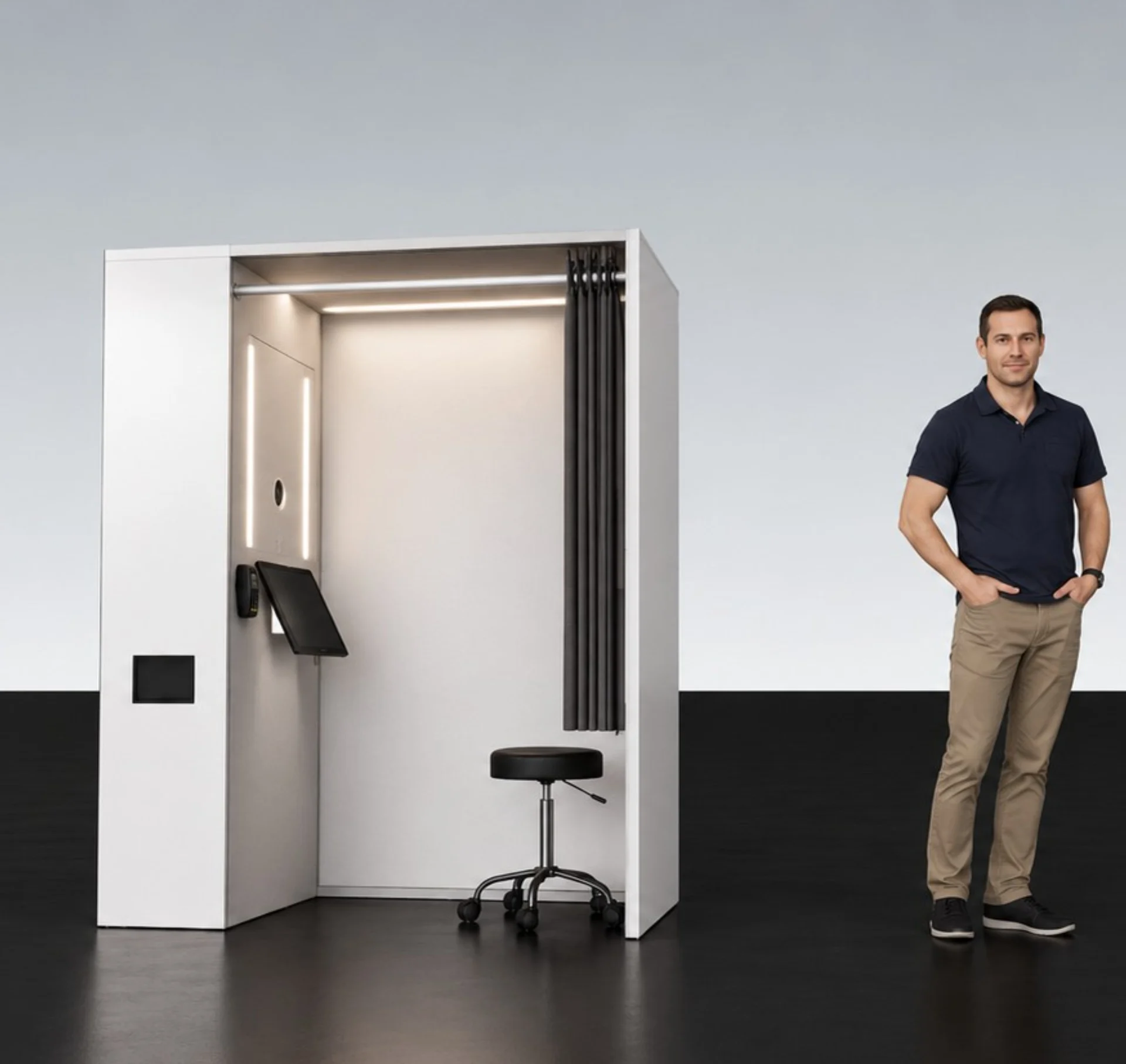 Conceptvisualisatie van een pasfotokiosk voor een ambassade in Den Haag