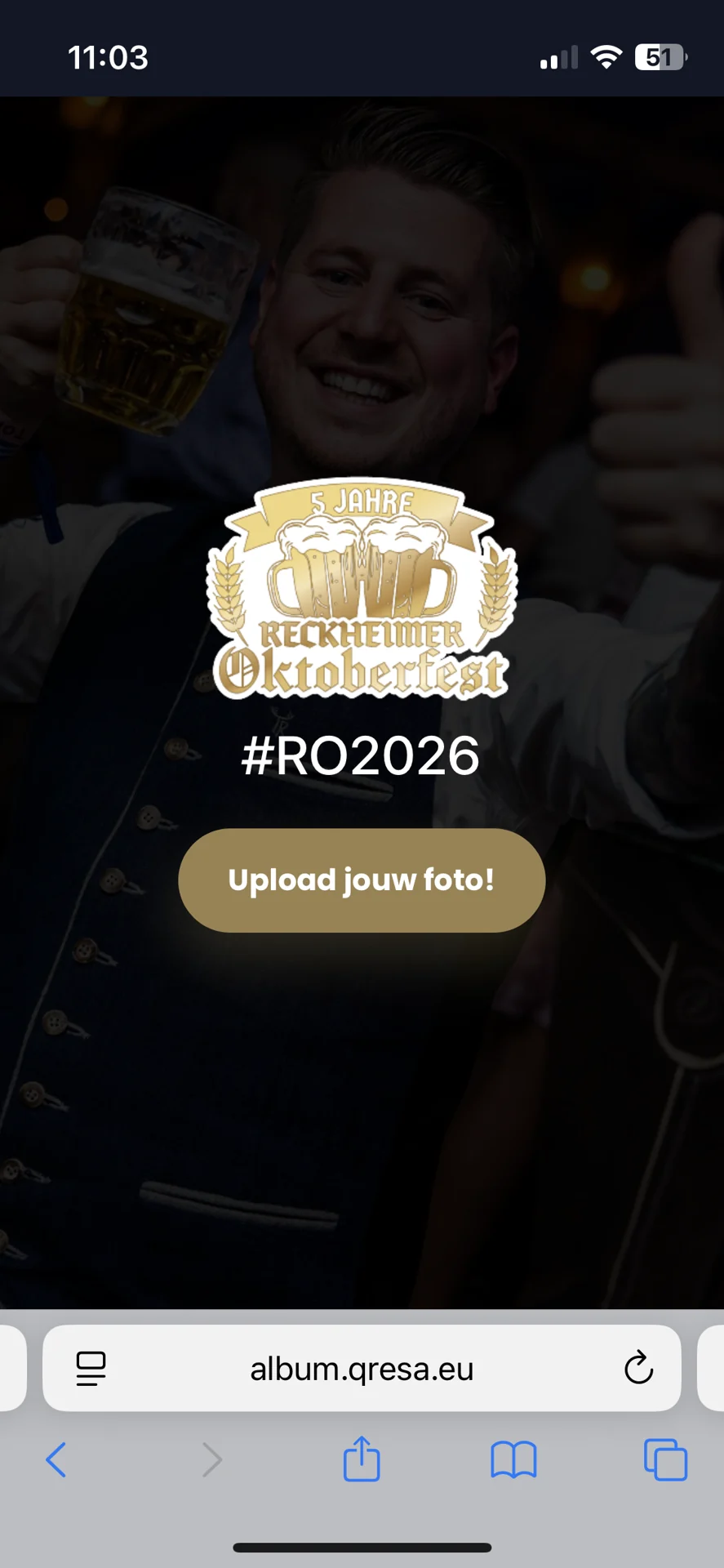 De branded uploadpagina van een QResa-event